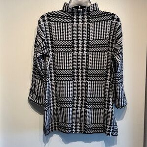 Max Studio Black and White Patterned Mock Turtleneck Sweater
